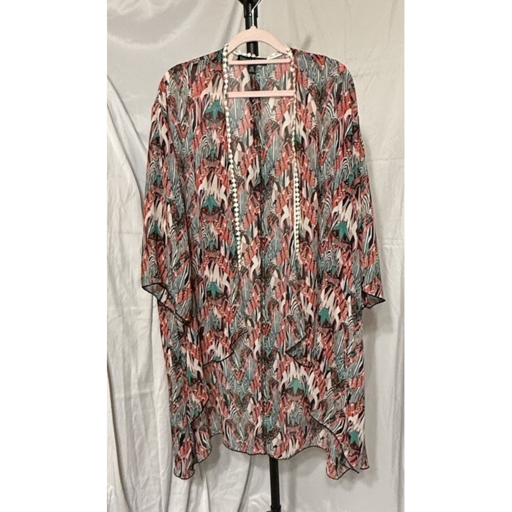 Living Doll Sheer Open Over Top Jacket 3/4 Slv Long Size XL Made In USA